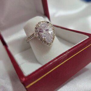 925 Sterling Silver Rhinestone  Teardrop Women  Ring